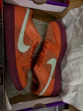 Nike SB Orange Suede Low-Top Sneakers with Mint Swoosh